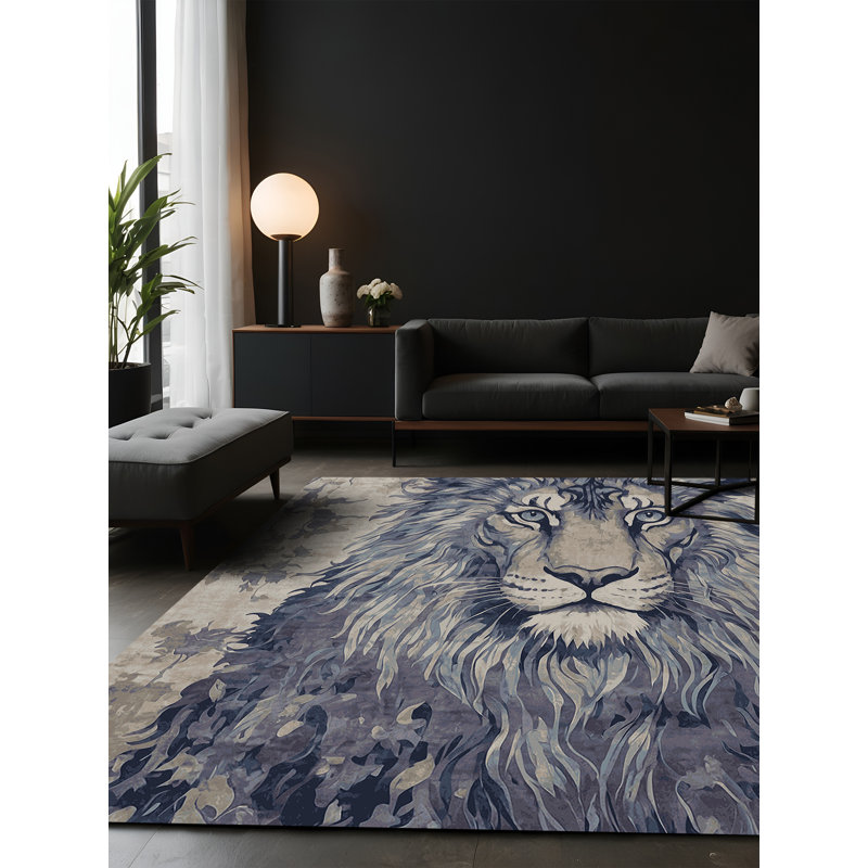 Tapis gris soyeux et moelleux, Carré 3 pi