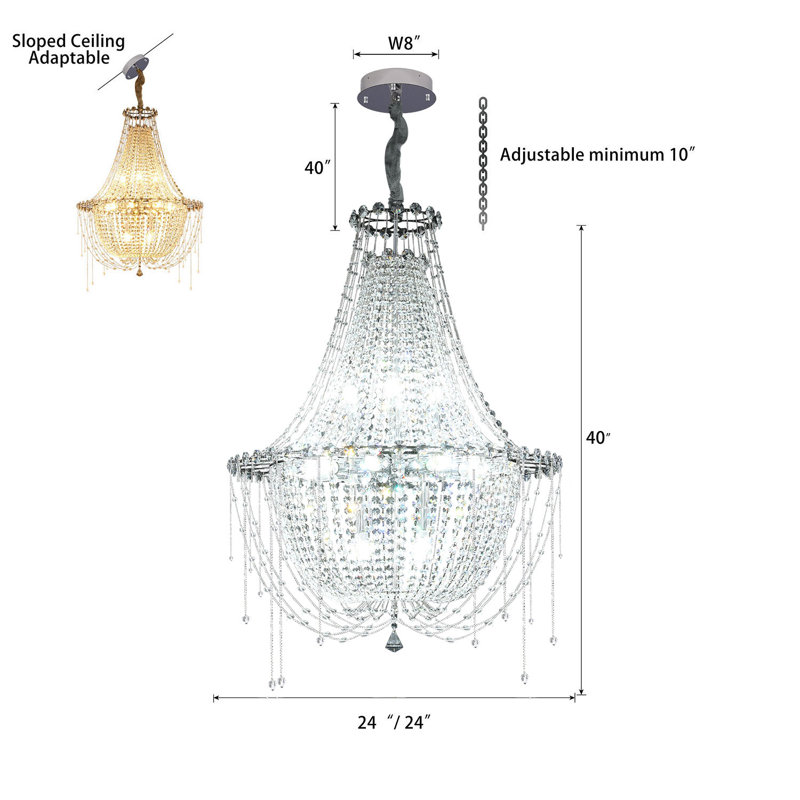 Lustre en cristal 24 po Sandee