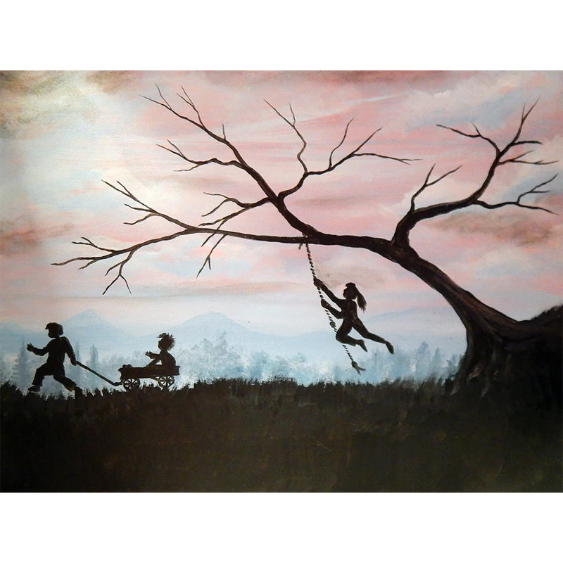 «Autumn Fun», reproduction de peinture acrylique, H 8 po x l 10 po x P 1,5 po, Papier avec cadre noir, Pas de tapis
