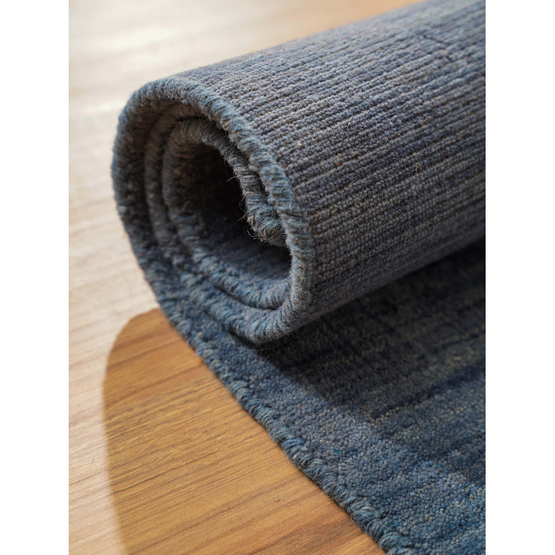 Hand Knotted Loom Wool Eco-Friendly Area Rugs   - Runner | Blue Color | Contemporary, High Pile Thick Handmade Anti Skid Area Rugs for Living Room, Bed Room