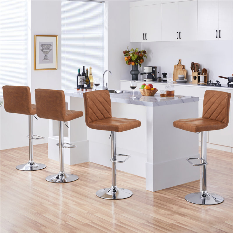 Height Adjustable Swivel Bar Stool , Retro Brown, No