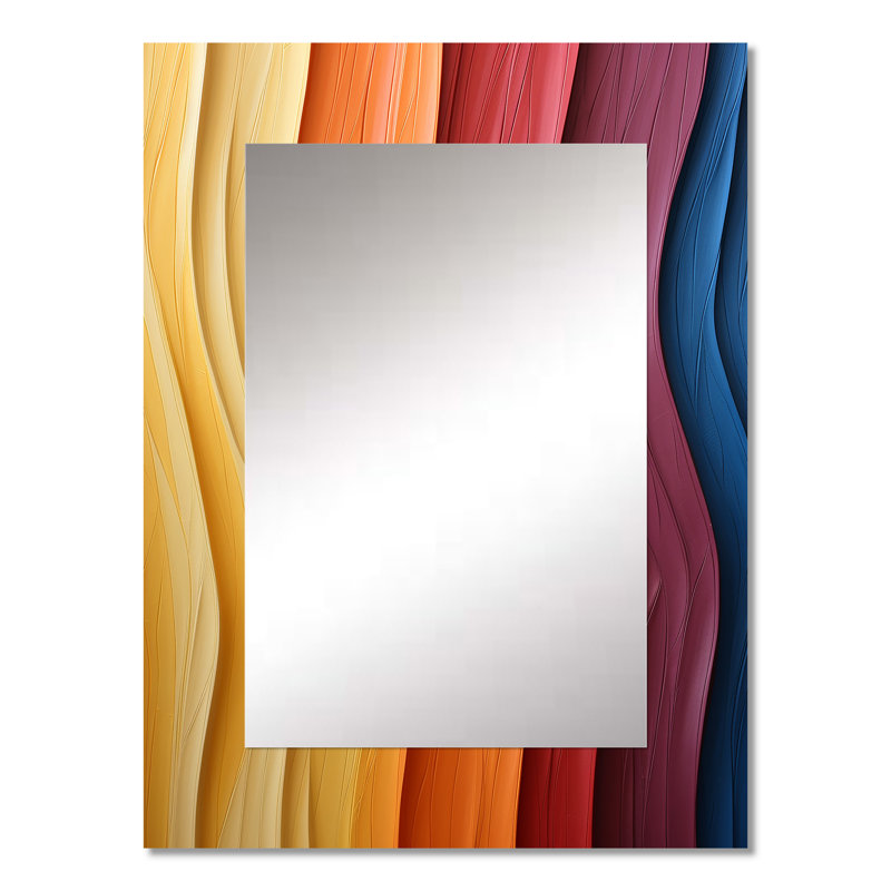 Ashanti au trône, vague multicolore - miroir de formes abstraites, miroir mural décoratif moderne, impression d'art en métal