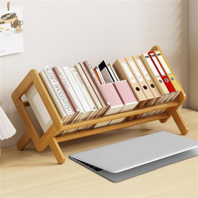 Desktop Bamboo Book Shelf Organizer Bookshelves Storage Rack