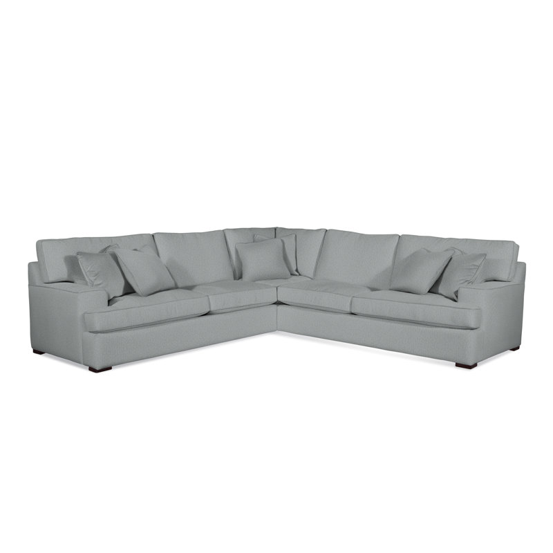 Bridgetown 3 - Piece Upholstered Sectional, Light Blue Performance Fabric; 0851-55, Java Finish