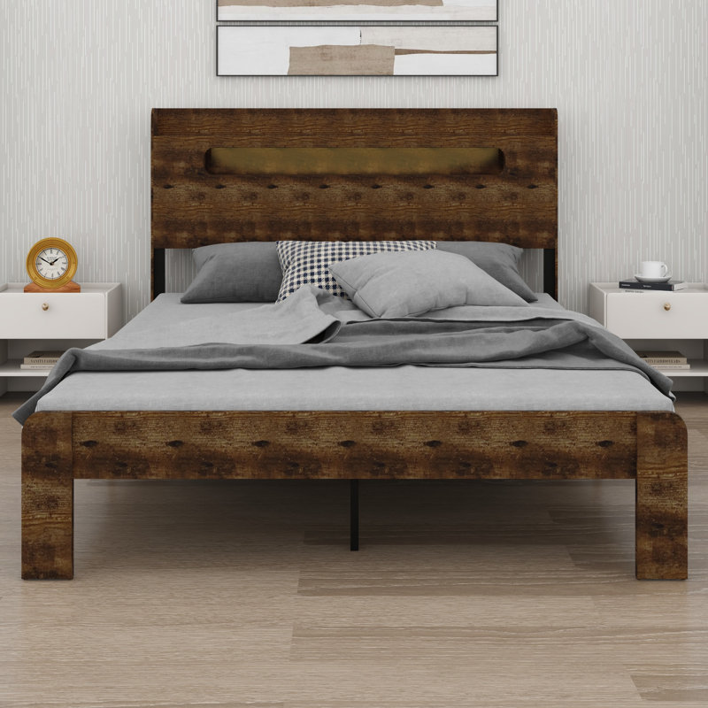 Base de lit plateforme avec tête de lit intégrée
