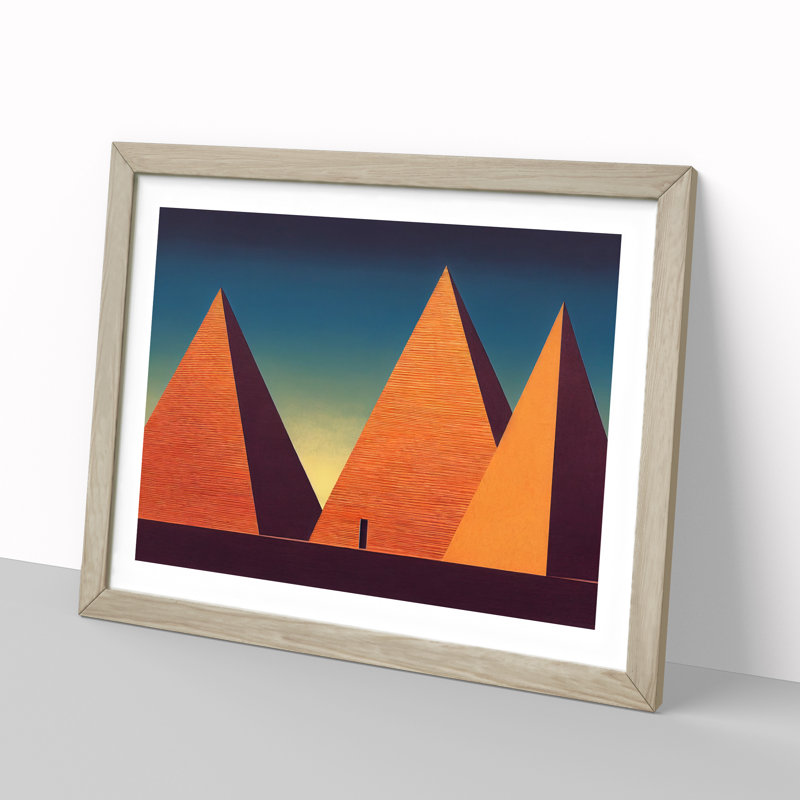 Attractive Pyramids - Single Picture Frame Print, Oak, 25cm H x 34cm W x 2cm D