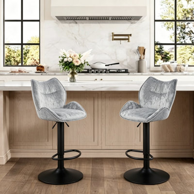Swivel Adjustable Height Counter Stool with Metal Frame