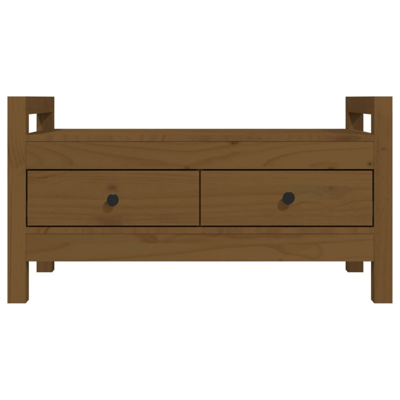 Karmia Upholstered Storage Bench, Honey Brown, Solid Wood