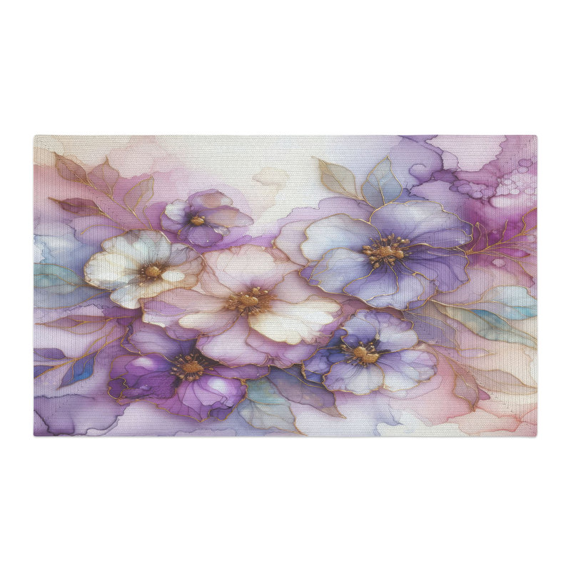Tapis tressé à l'encre lilas, Rectangulaire 3 pi x 5 pi