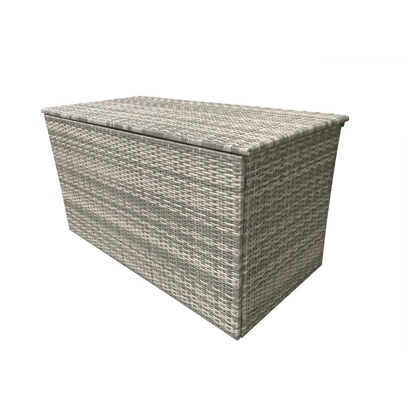 Highland Dunes Durr 170cm W 1000L Water Resistant Wicker Deck Box, Dark Grey
