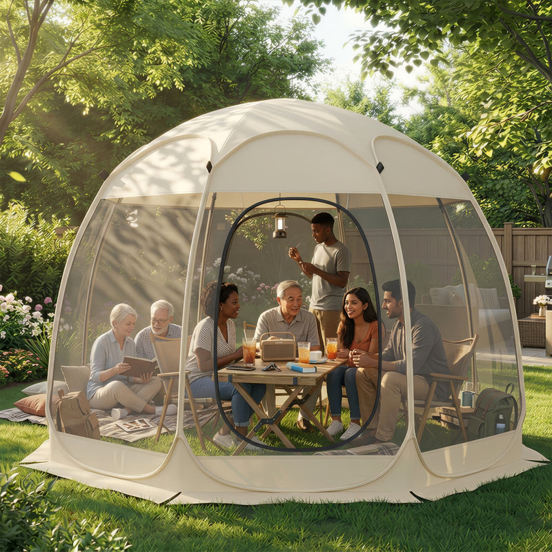Mesh Screen House Tent Camping Tent 360° View Bug Proof Double Zippers