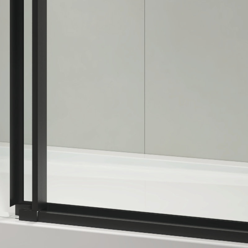 60" W X 76" H Sliding Frameless Shower Door In Matte Black With Clear Glass