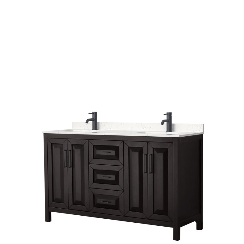 Daria 60'' W Double Vanity, Dark Espresso, Matte Black