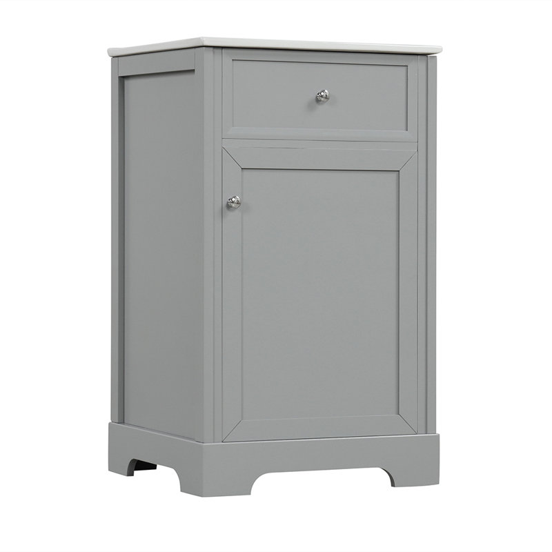 Armoire de salle de bain avec lavabo et porte à fermeture douce, Gris