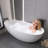 65" Freestanding Solid Surface Stone Resin Bathtub With Overflow
