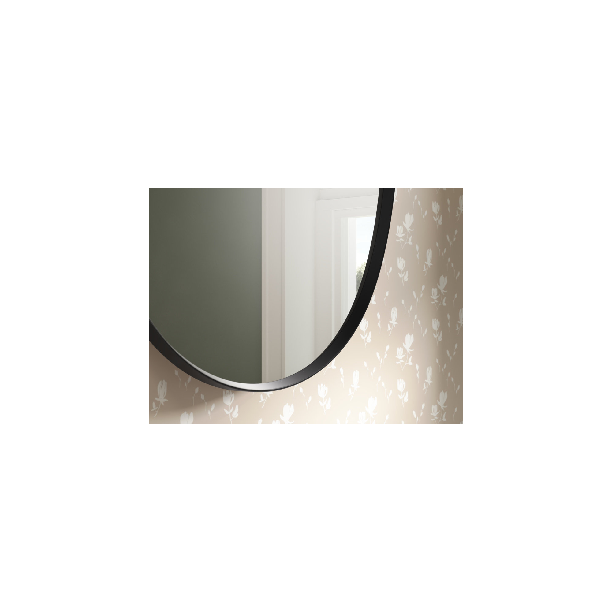Verdera 24 in x 34 in Oval Framed Medicine Cabinet, Surface Mount or Recessed, Matte Black
