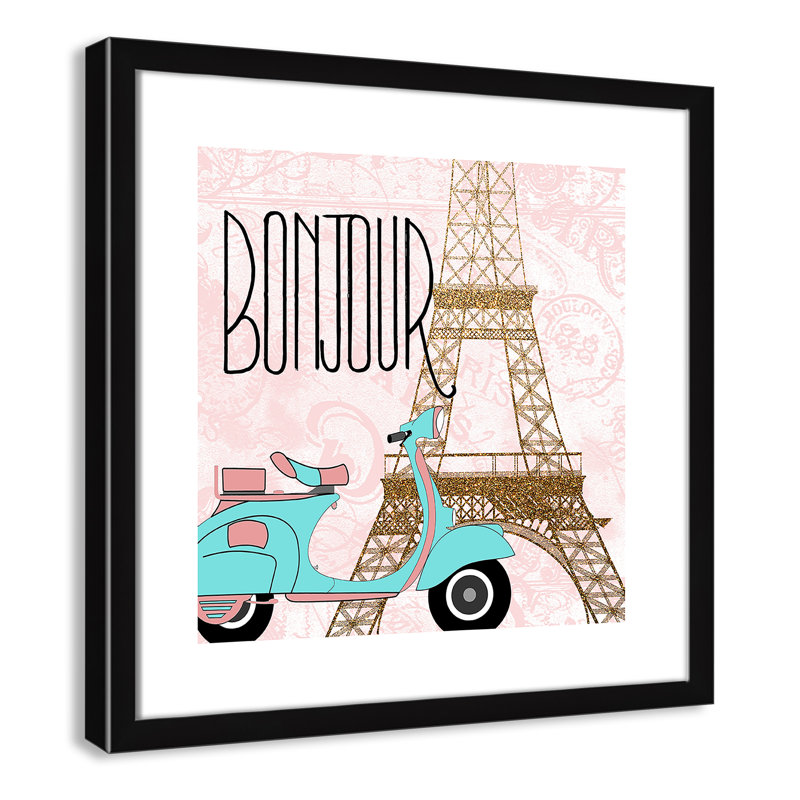 Bonjour paris 2, H 17 po x l 17 po x P 1,19 po, Encadré de boîte noir