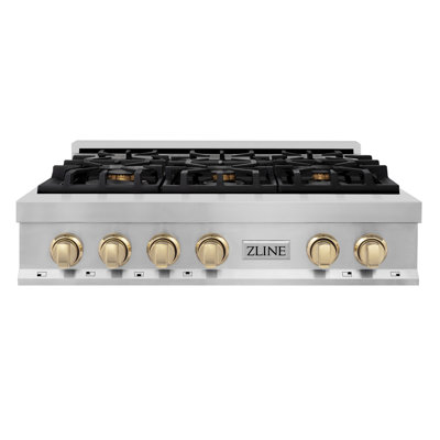 Édition autographe ZLINE Surface de cuisson au gaz Legacy avec 6 brûleurs et surface de cuisson en porcelaine en acier inoxydable