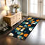 Tapis de couloir de cuisine moderne et géométrique à motif géométrique abstrait et antidérapant bleu marine pour la cuisine, le couloir, la salle de lavage et l'entrée