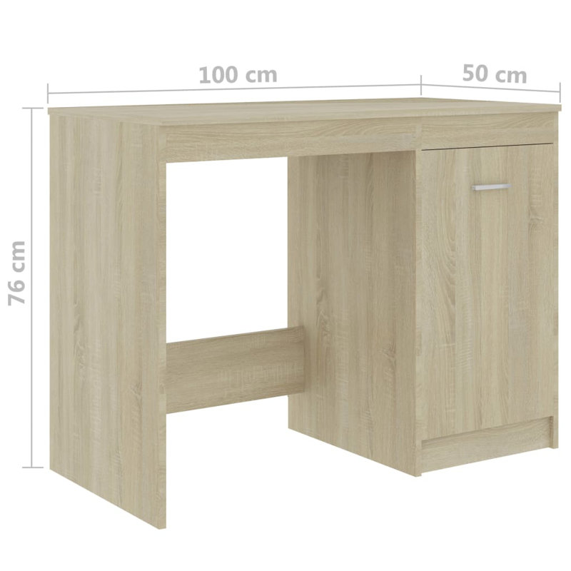 Bureau Bureau d'ordinateur Bureau avec tablettes en bois d'ingénierie, Chêne de Sonoma