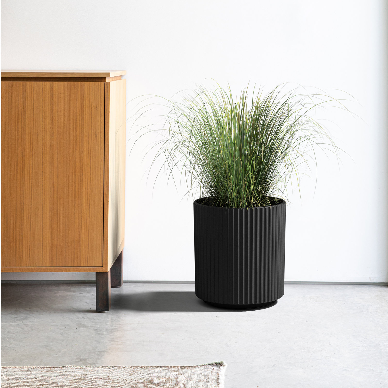 Demi Series 19" Pot Planter, Black, 1, 16" H x 14.75" W x 14.75" D
