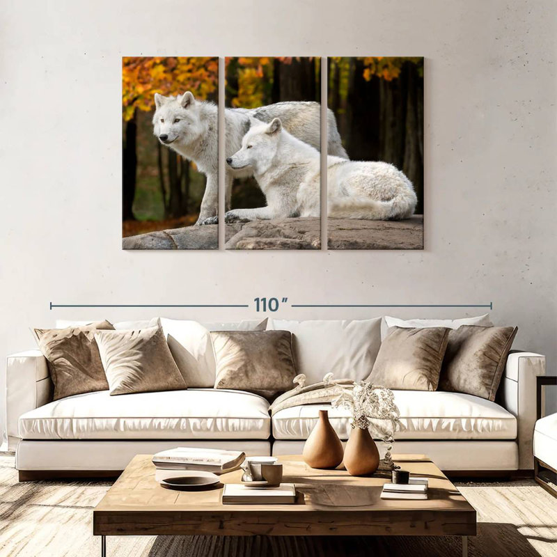 Brampt A Pair Of Arctic Wolves, 48" H x 74" W