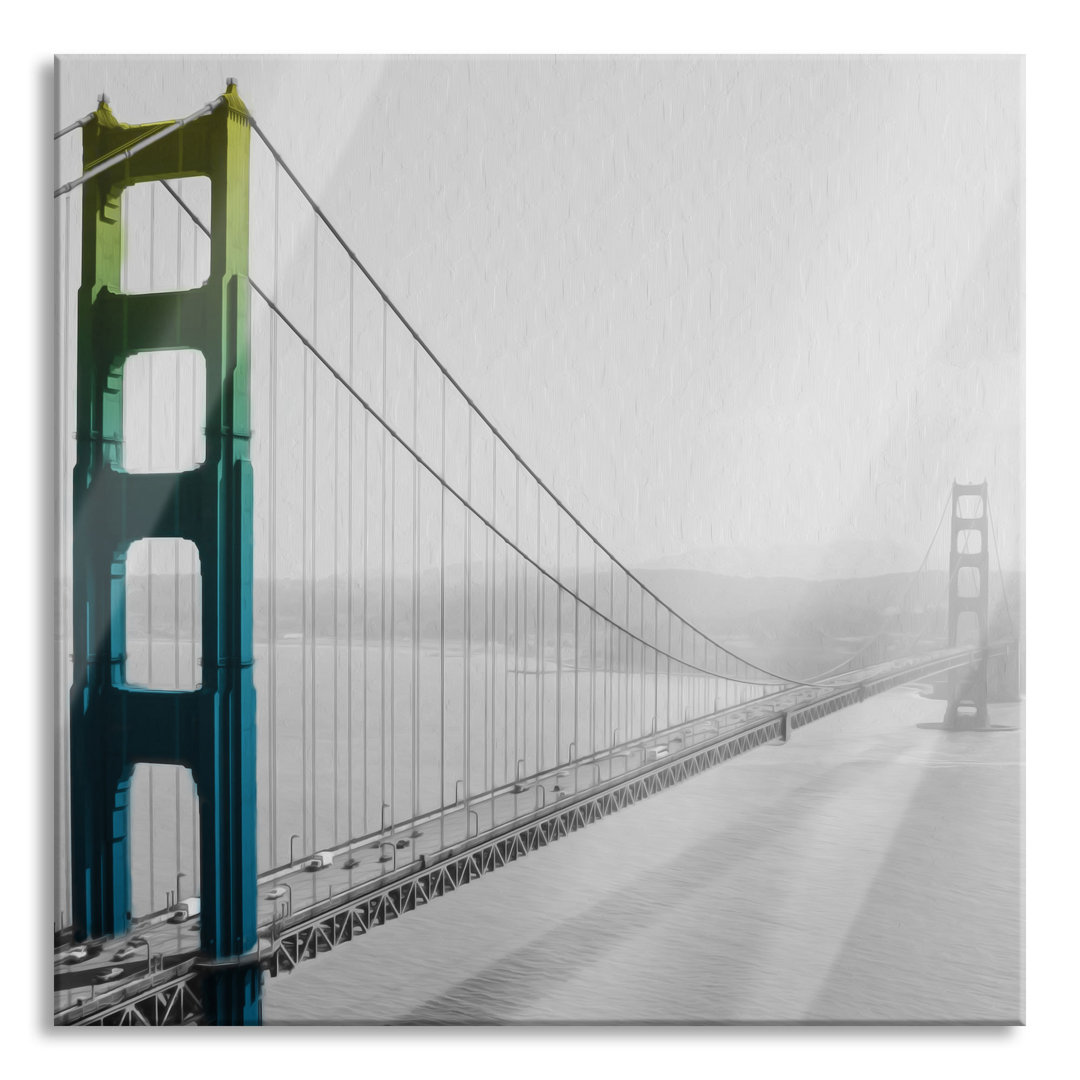 Glasbild Golden Gate Bridge Regenbogen