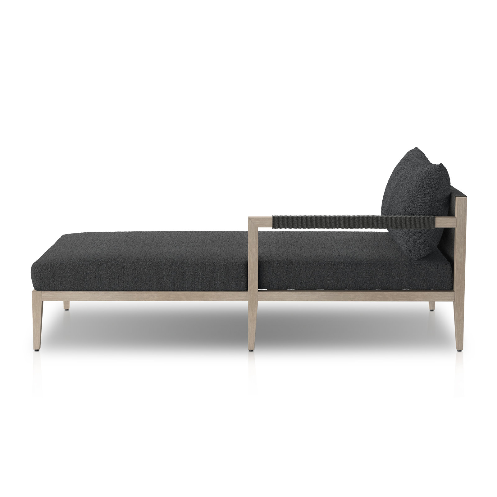 Nida 33'' Outdoor Aluminum Chaise Lounge, Weathered Gray/Dark Gray, Fiqa Slate Boucle
