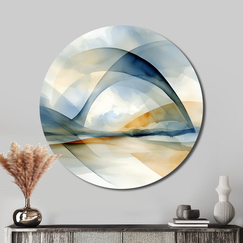 «Ocean Breeze Beach Landscape», décoration murale géométrique abstraite ronde, art moderne de salon géométrique