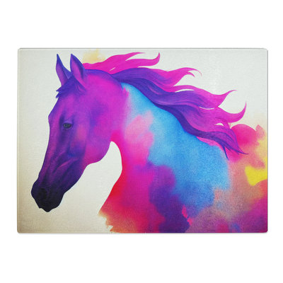 Vibrant Horse Vol.2 Abstract  Glass Chopping Board