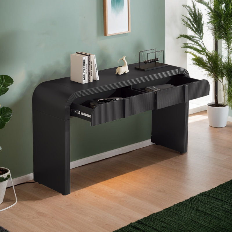 Console l 54,9 "avec 2 tiroirs, Noir, noir, noir, noir