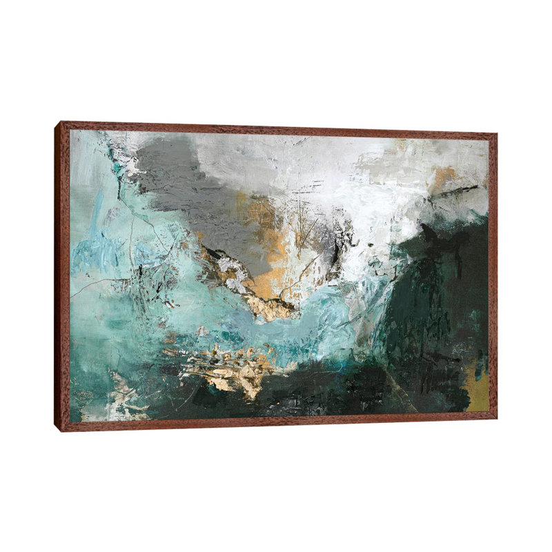 Arctic Green - Painting on Canvas, 101.6 cm H x 66.04 cm W, Classic Brown Wood Framed