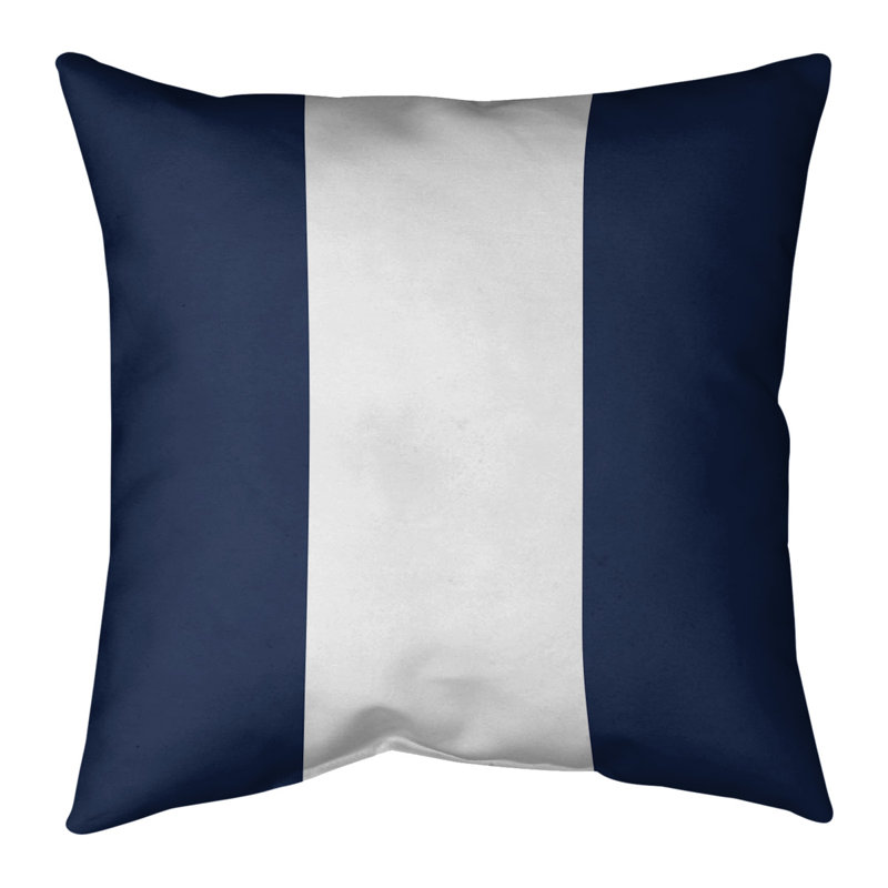 Reversible Throw Pillow, 14" x 14", Navy Blue/White/Navy Blue
