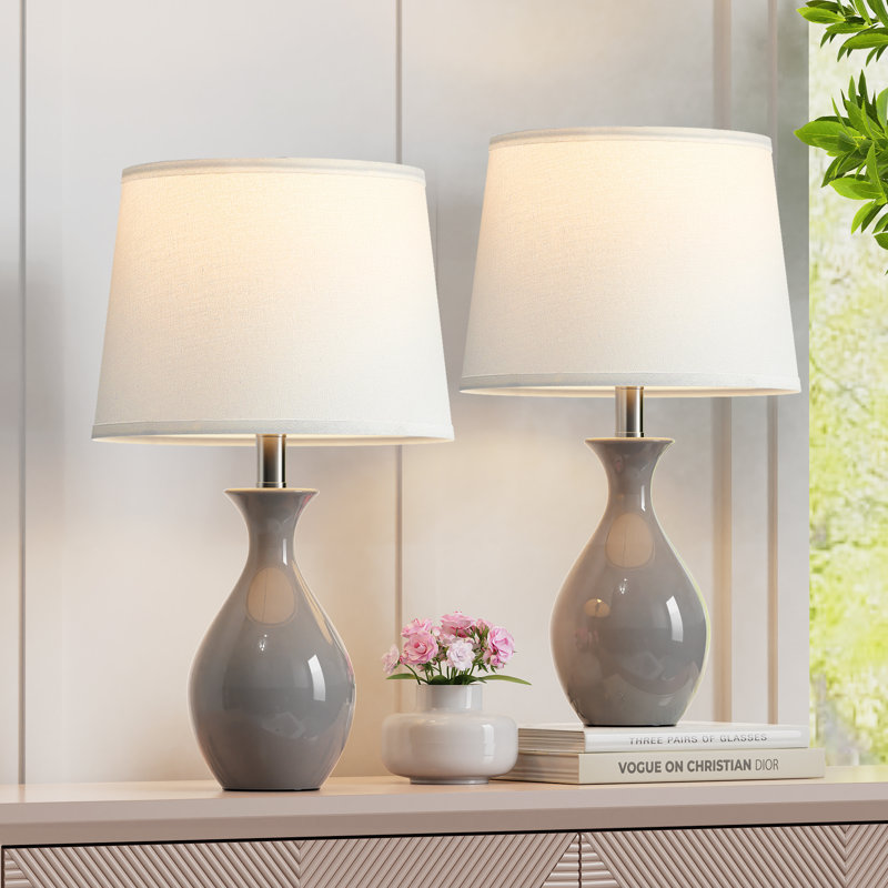 Ensemble de 2 lampes de table en céramique 19 po pour table de chevet, chambre à coucher, salon et interrupteur à bascule 19 po