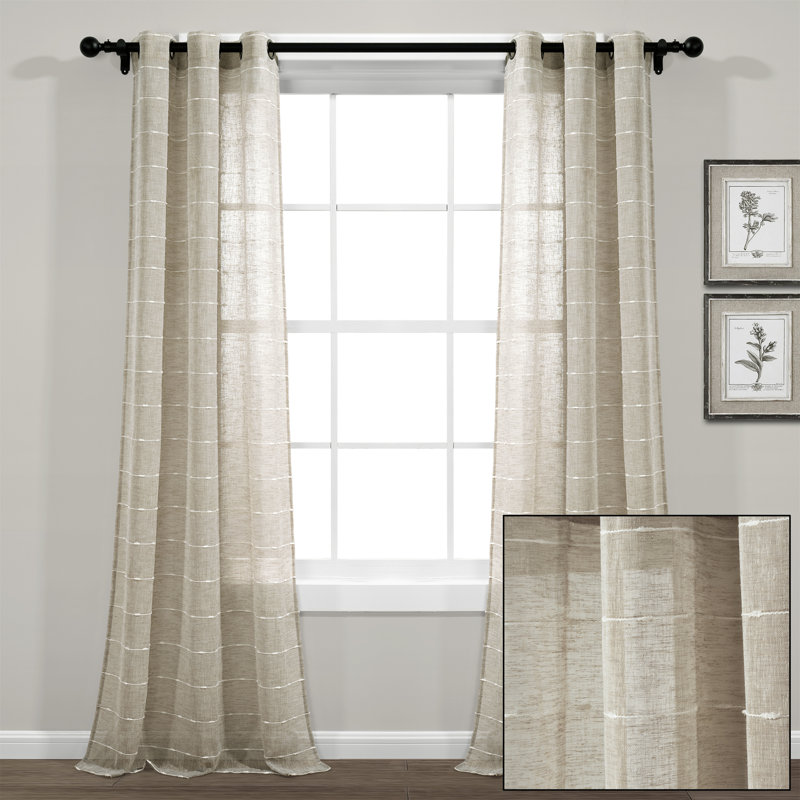 Neutral Sheer Polyester Grommet Window Curtain Panels