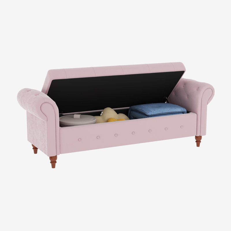 Banc, banc de lit, banc d'entrée Javelyn, Brun clair, Rose