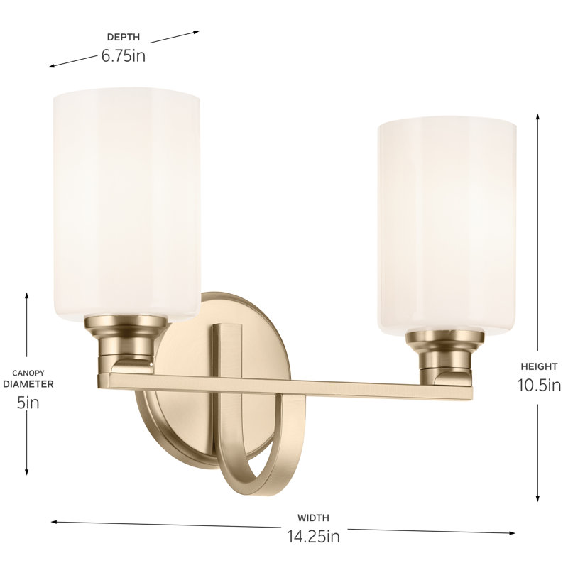 Éclairage pour salle de bain 2 lumières 14,25 po avec verre, Bronze, Opale gravée