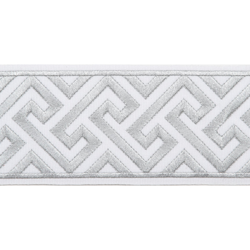 Tissu à bordure en ruban, Argent/blanc
