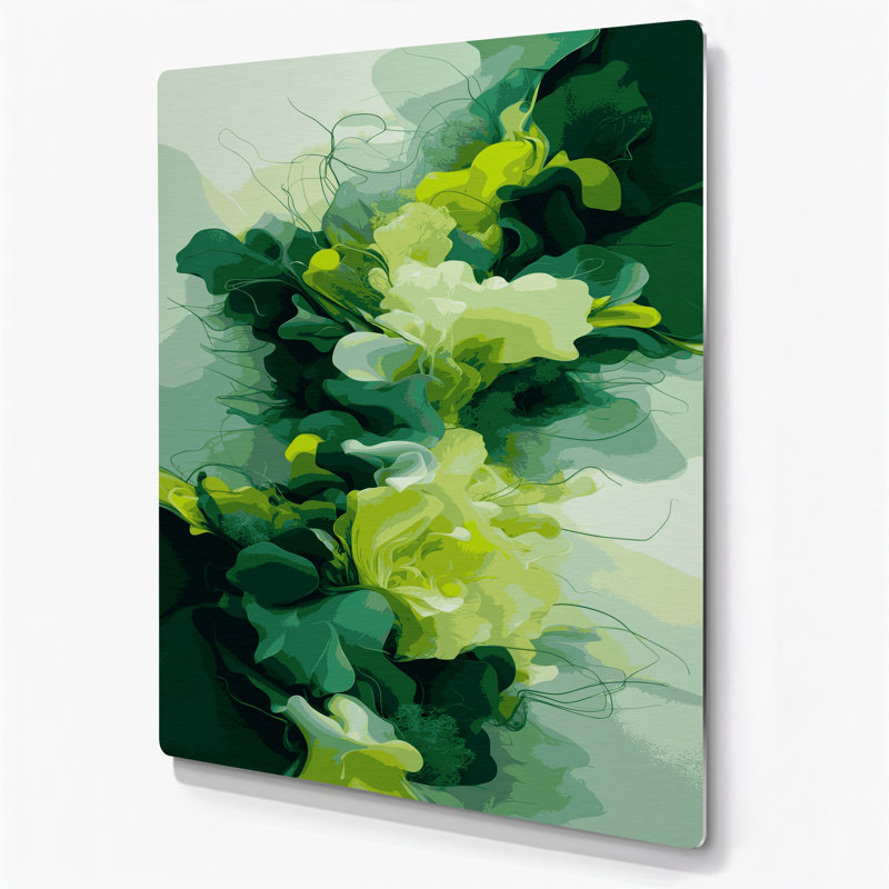 Art mural abstrait en métal vert 45, H 24 po x l 36 po