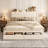 49.2" Tall California King Bed Frames With 4 Drawers, Velvet Upholstered Cal King Platform Bed With Wingback Storage Headboard, Led Lights & Charging Station, No Box Spring Needed, Beige-1450761208-1450761211