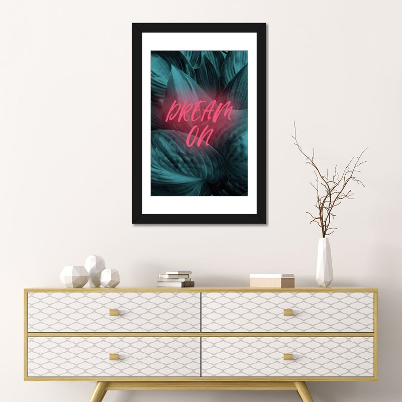 « rêve on », impression sur toile, Papier beaux-arts encadré noir, Blanc, H 24 po x l 16 po x P 1 po