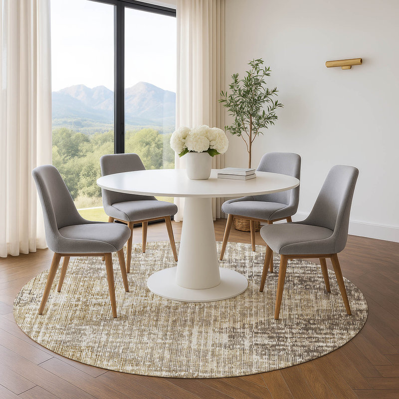 Premium Machine Washable Ansley Geometric Rug, Round 8'