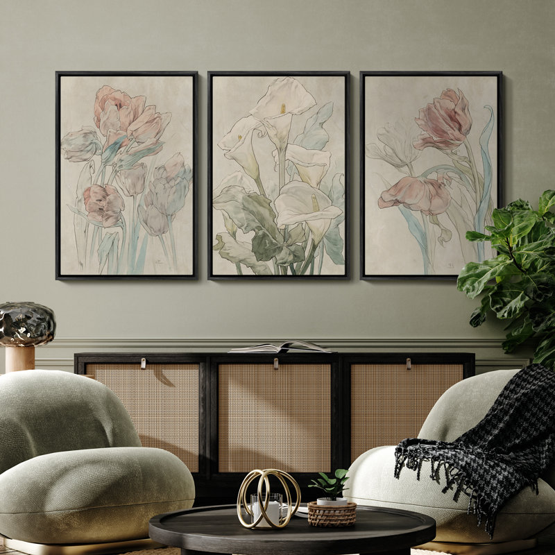 Art mural encadré, rétro, antique, classique pour chambre à coucher - 16 po x 24 po x 3 panneaux, Noir, H 24 po x l 16 po