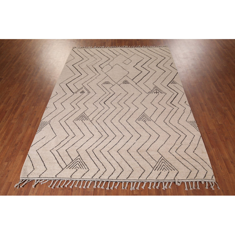 Tapis marocain en laine terre moderne 8 x 11