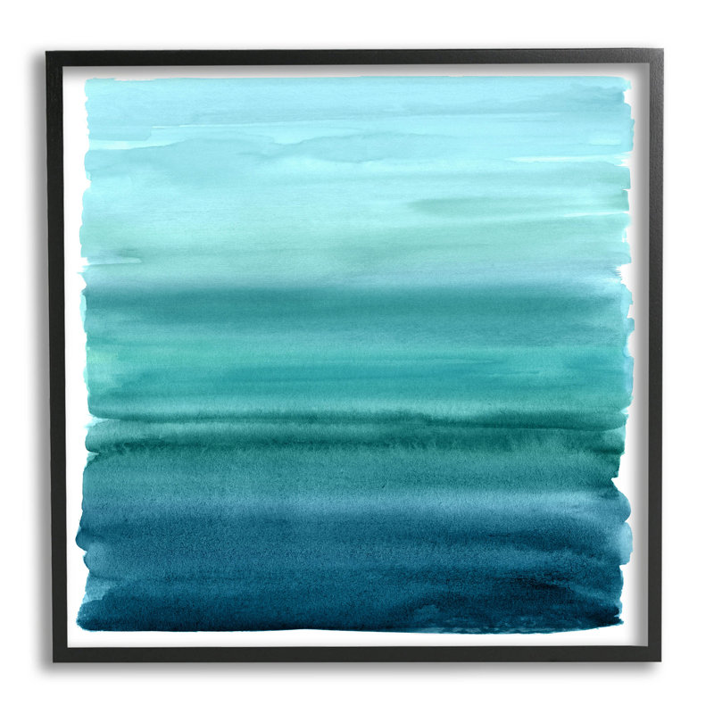 «Gradient Turquoise Brushed Composition» par Allie Corbin - peinture sur toile, Giclée encadrée noir minuit