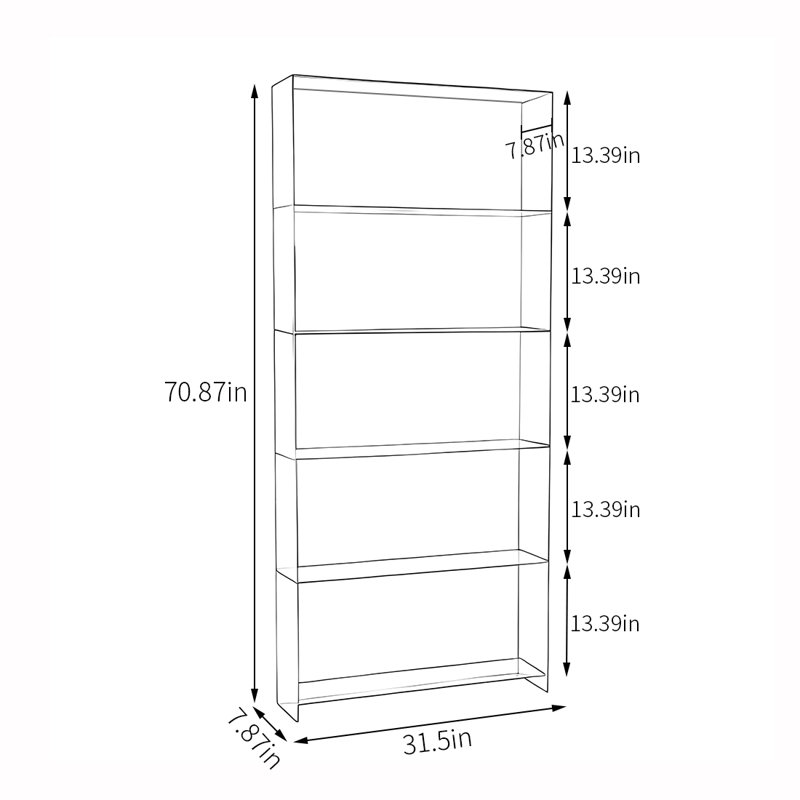 Open Shelf Display Unit Acrylic Bookcase, Charcoal Gray