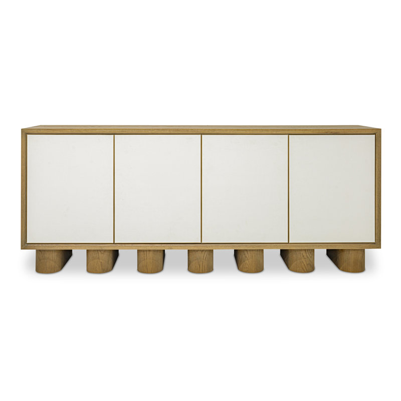 Marcelle 80'' W Solid Wood Sideboard, Brown/White