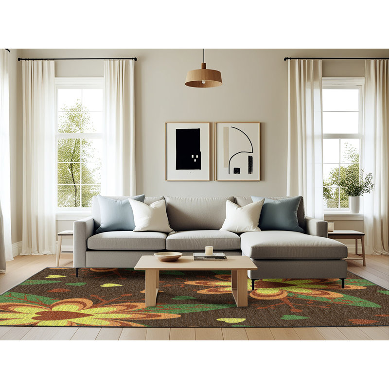 Zayyan Floral Indoor Rug, Rectangle 6' x 9'