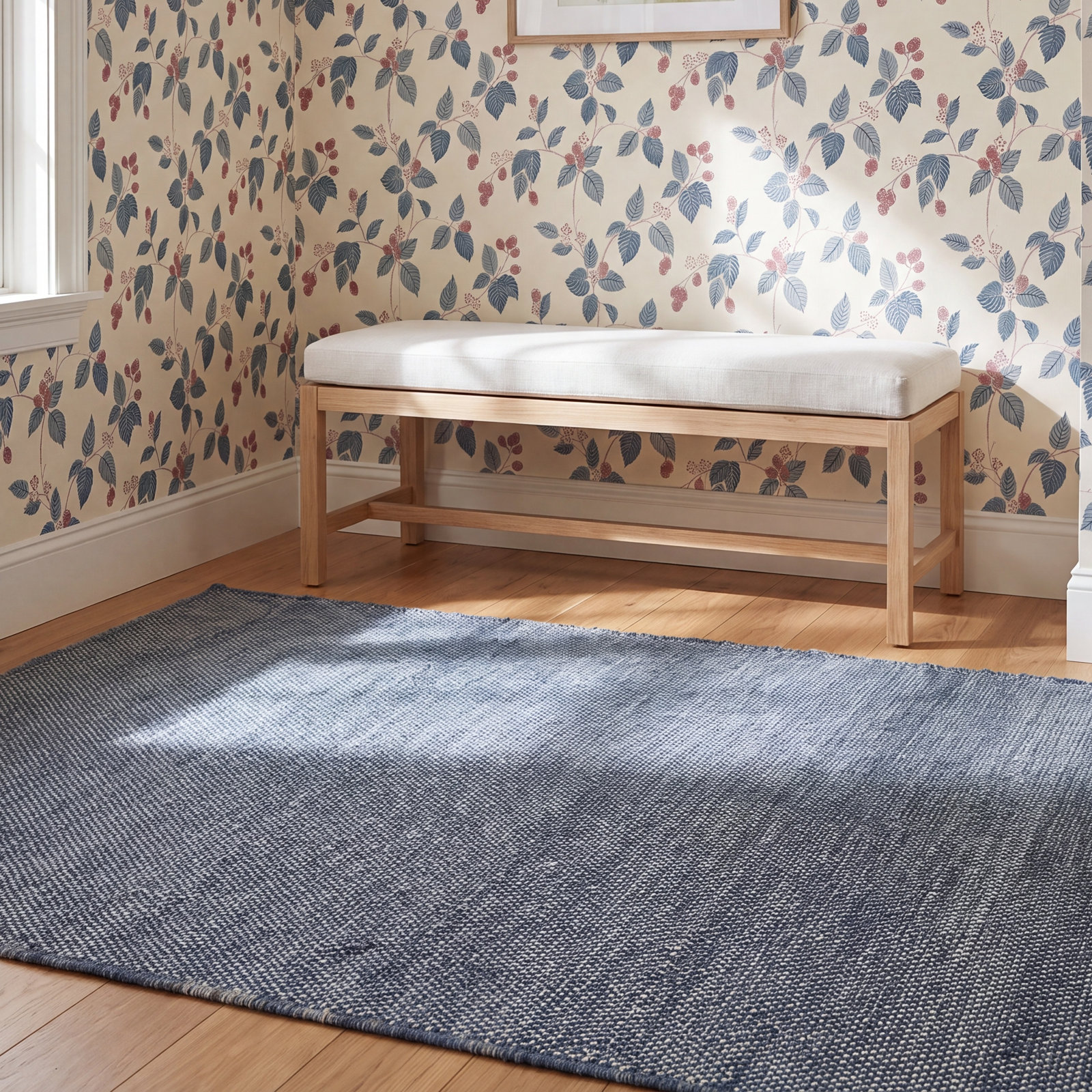 Genelda Handmade Jute / Sisal Blue Rug, Rectangle 2' x 3'