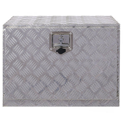 24Inch Aluminum Tool Box,Heavy Duty Truck Bed Tool Box,Outdoor Trailer Pickup Storage Tool Box,RV Storage Organizer,Underbody  Box W/Lock Keys,Silver
